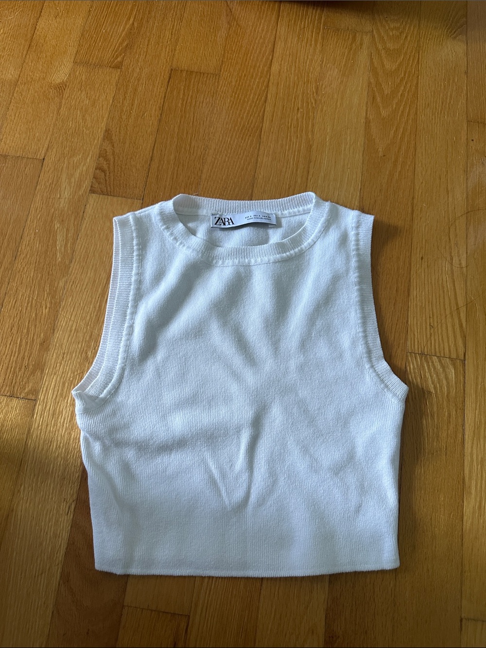 ZARA White Ribbed Cropped Tank
